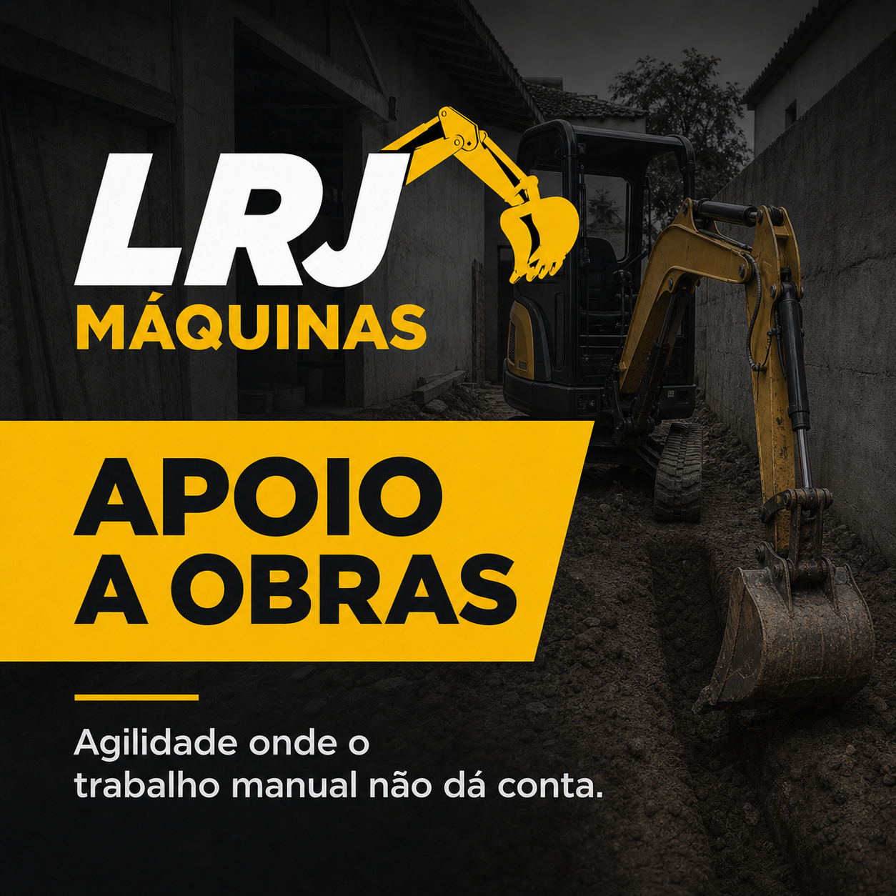 Arte do serviço de apoio a obras da LRJ Máquinas